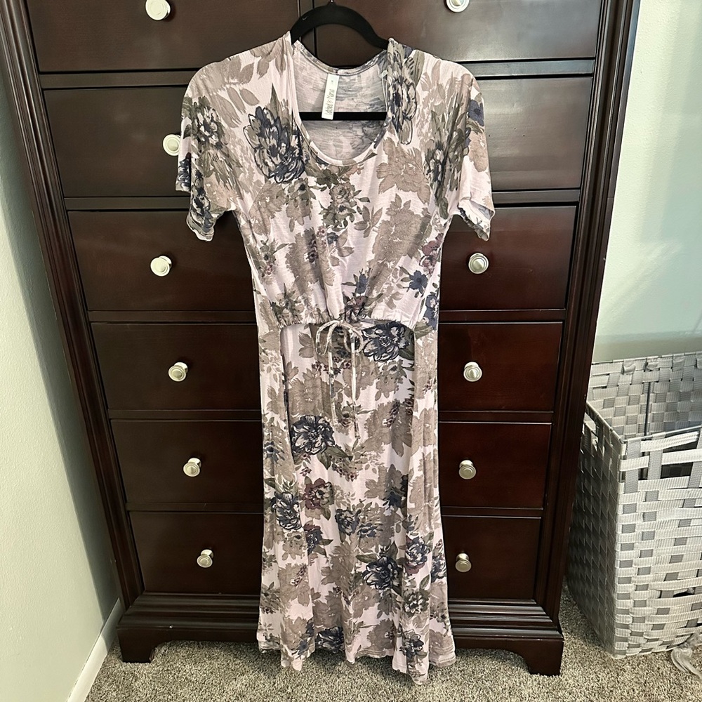Latched Mama Purple Floral Midi Nursing Dress